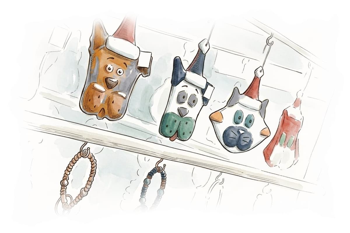 Ink and wash painting of Circle Craft Holiday Market.