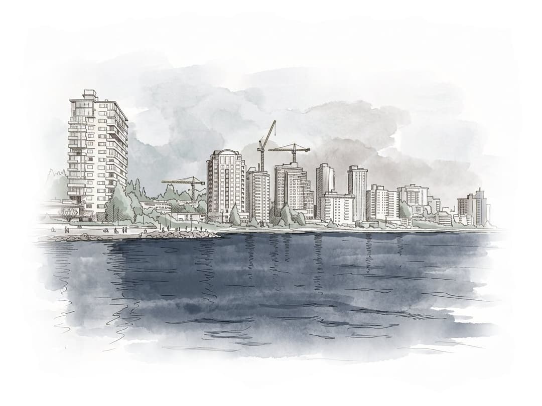 Ink and wash painting of Dundarave.