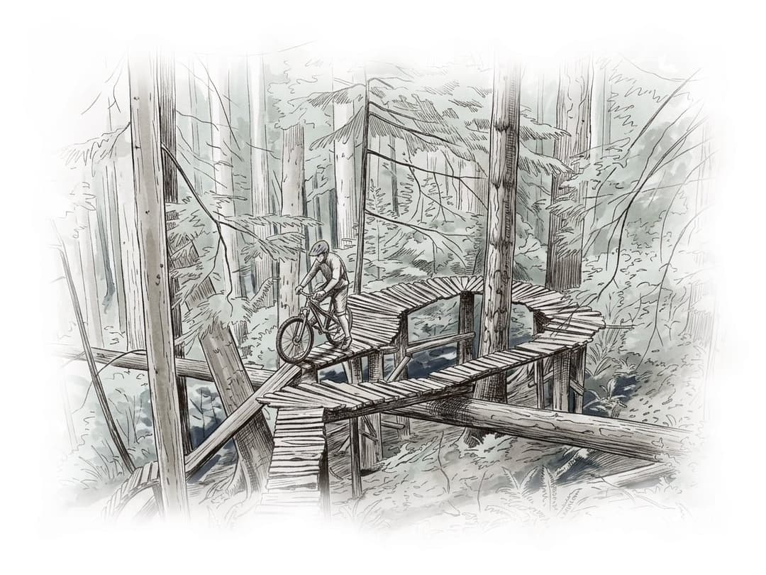 Ink and wash painting of Mount Fromme.