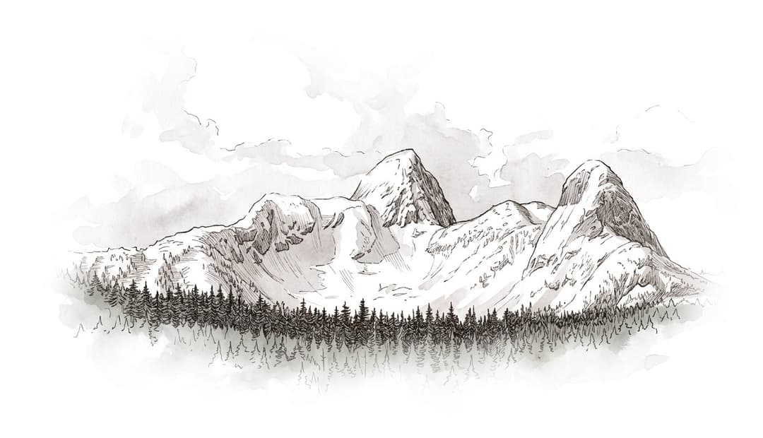 Ink and wash painting of The Lions.