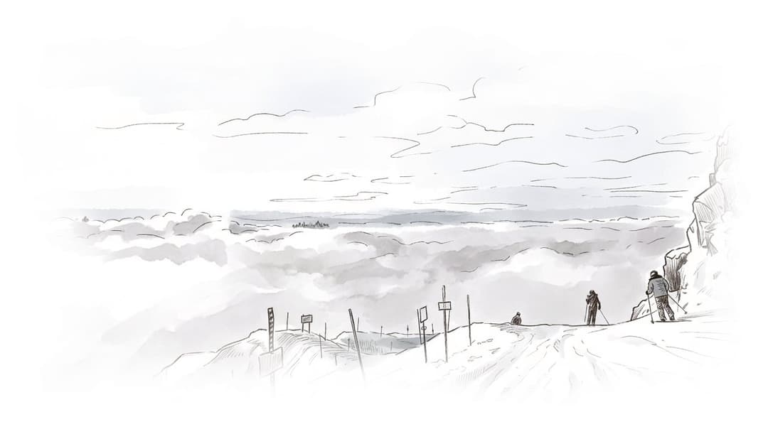 Ink and wash painting of Whistler Blackcomb.