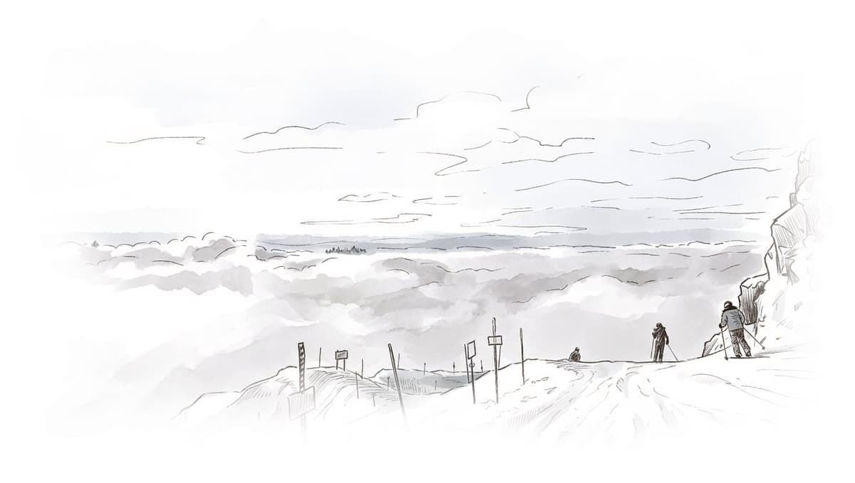 Ink and wash painting of Whistler Blackcomb.