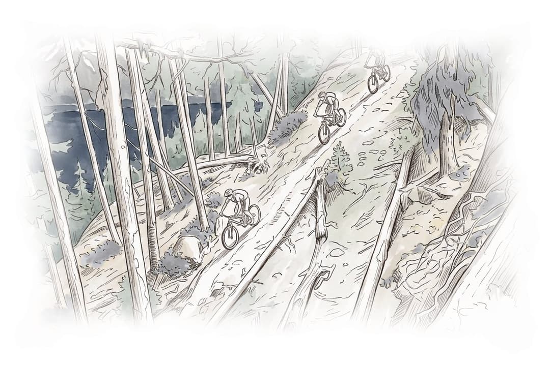 Ink and wash painting of Whistler Valley.