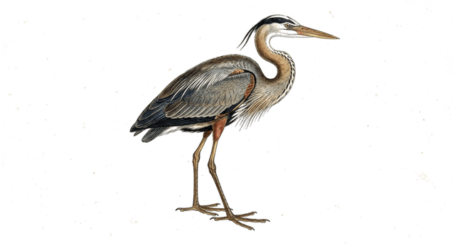A hand-coloured natural history plate of a great blue heron.