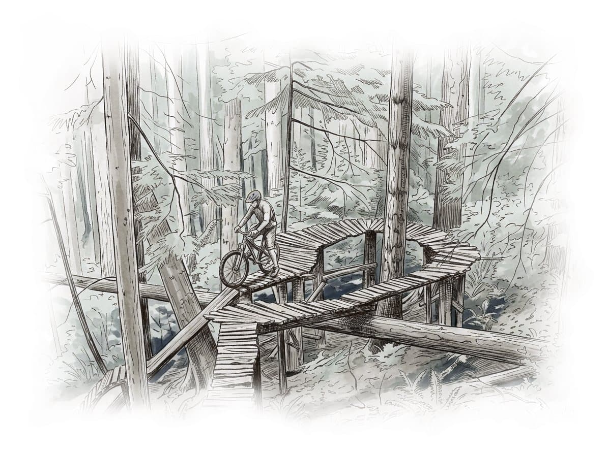 Ink and wash painting of Mount Fromme.