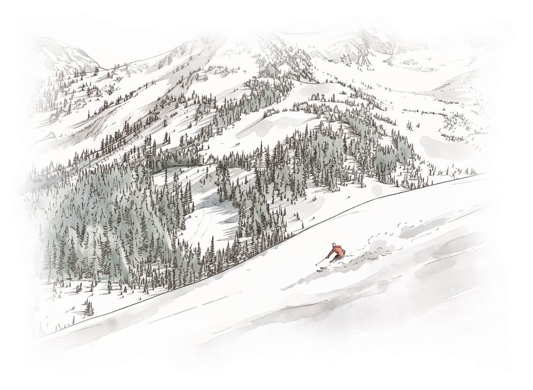Ink and wash painting of Duffey Lake Road.