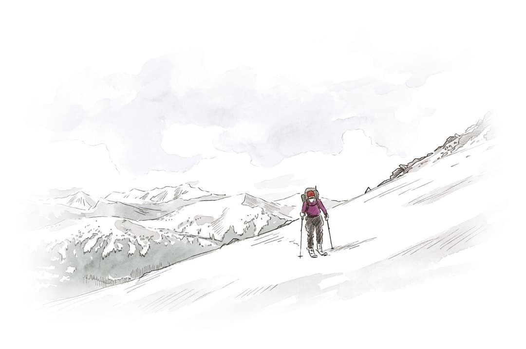 Ink and wash painting of Spearhead Traverse.