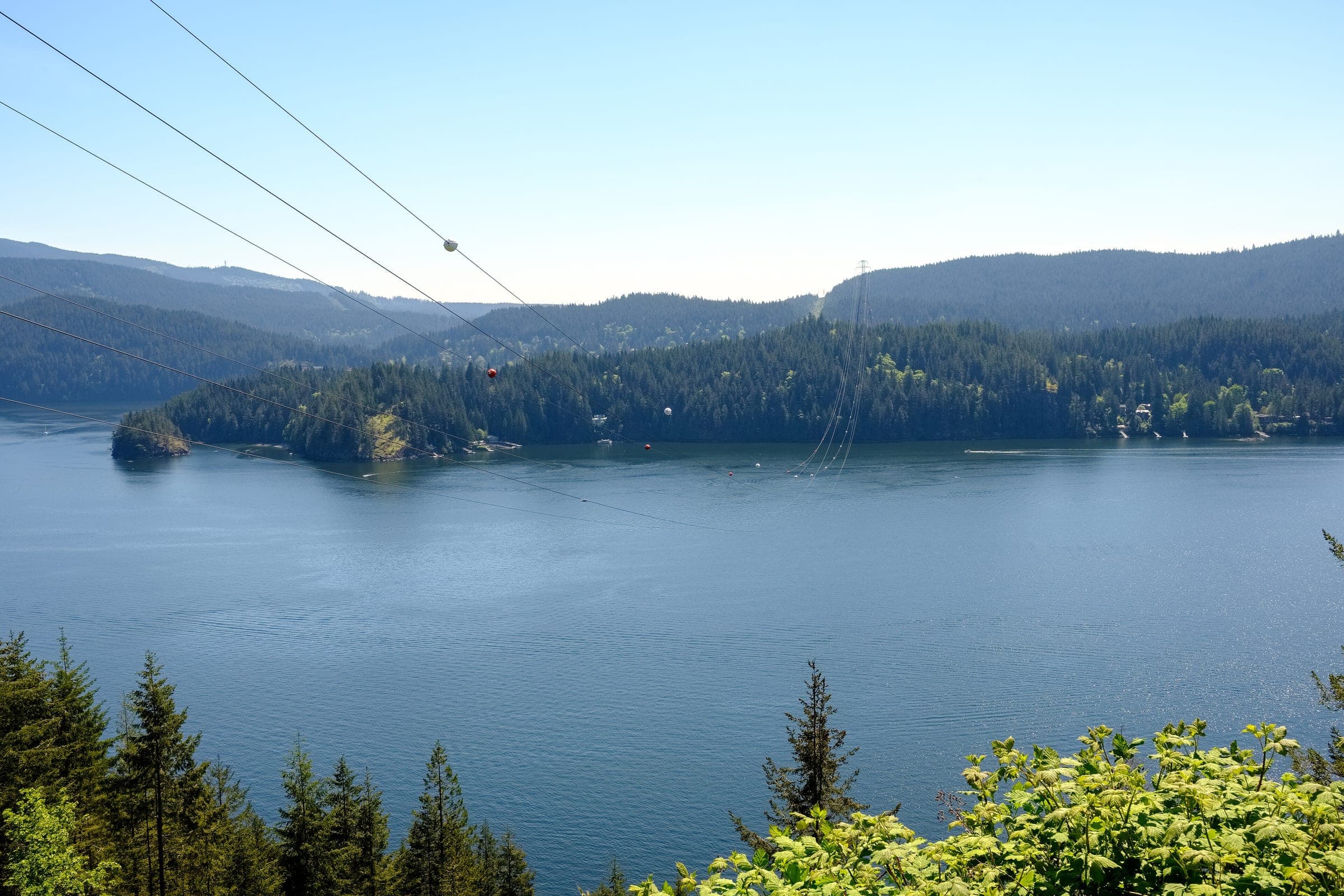 Indian Arm shines under January sun in the view east from Quarry Rock toward Belcarra.