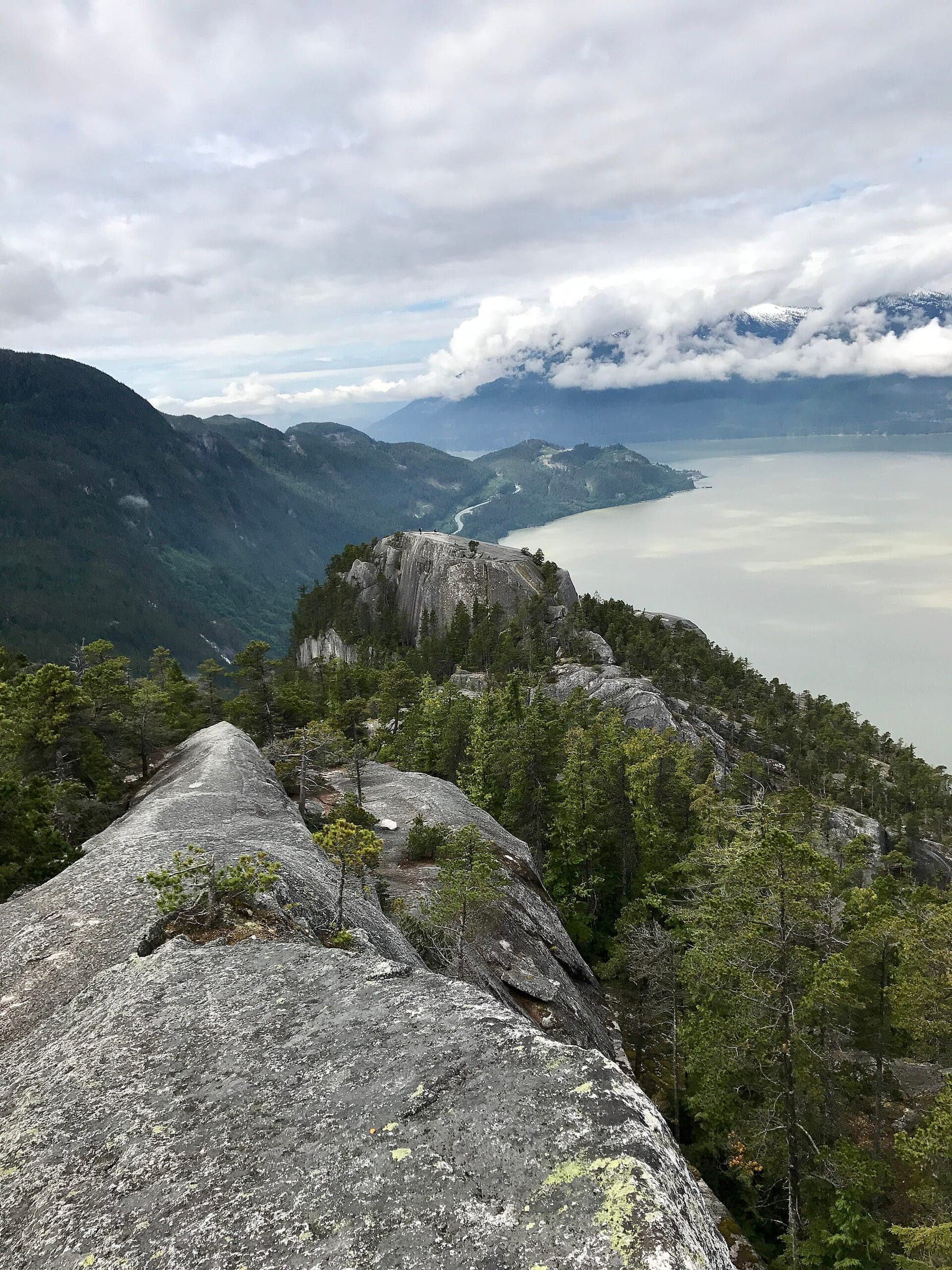 Granite slabs on the Chief's second peak look south down Howe Sound toward the first peak.