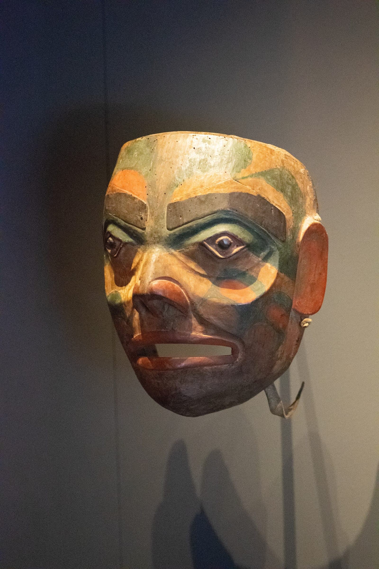 An 1840 Heiltsuk ancestor mask on display at the Audain Art Museum in Whistler.