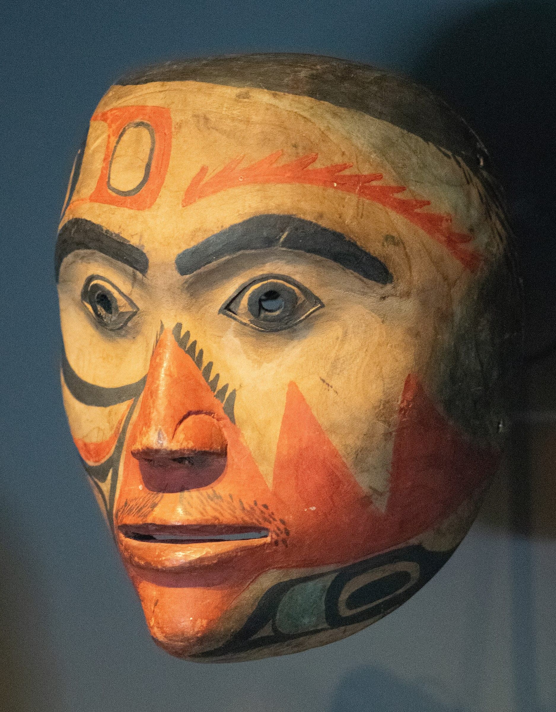 An 1860 Tsimshian portrait mask on display at the Audain Art Museum in Whistler.